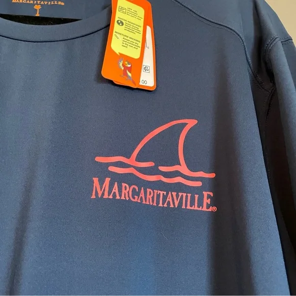 NWT Margaritaville Sz XXL Mens Insignia Blue Long Sleeve Logo Sword Fish Top $30 - Picture 6 of 12